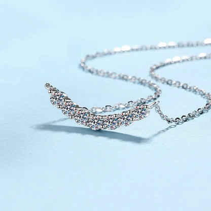 Valentine's Day Girl 18K White Gold Smile Necklaces Women Wedding 1.4CT Moissanite Diamond PT950 Platinum Birthday Gift Jewelry