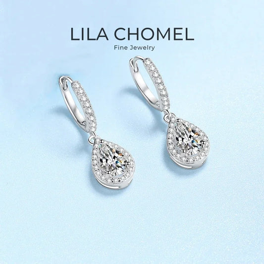 Wedding 18K White Gold Drop Earrings Women Birthday Gift Water Drop 1/2CT Moissanite Diamond Girl Engagement Lady Fine Jewelry