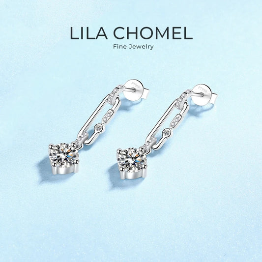 Lady Engagement Jewelry PT950 Platinum Tassel Long Style Drop Earrings Women Wedding 0.5CT Moissanite Diamond Girl Birthday Gift