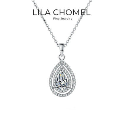 Valentine's Day White Gold 18K Necklaces Women Wedding 1CT Moissanite Diamond Water Drop PT950 Platinum Pendant Fine Jewelry
