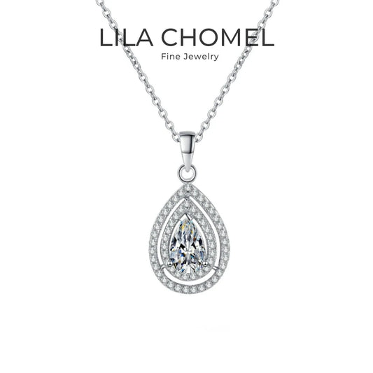 Valentine's Day White Gold 18K Necklaces Women Wedding 1CT Moissanite Diamond Water Drop PT950 Platinum Pendant Fine Jewelry