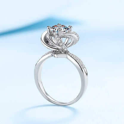 Designer Fine Jewelry Spiral Rose Girl Wedding Band 18K White Gold VVS1 D Color 1/2ct Moissanite Diamond Birthday Gift for Women