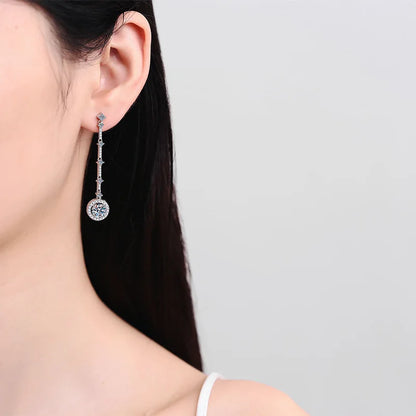 Girl Birthday Gift 18K White Gold Wedding Drop Earrings 2CT Moissanite Diamond Women Valentine's Day PT950 Platinum Fine Jewelry