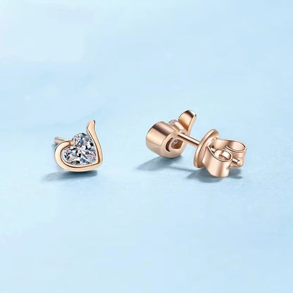 Heart Style 18K Rose Gold Stud Earrings for Women Moissanite Diamond 0.6ct Daughter Birthday Gift Fine Jewelry Girl Engagement