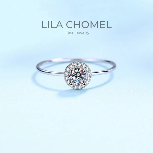 Fine Jewelry PT950 Platinum Thin Rings for Women Engagement 0.3ct D Color Moissanite Diamond Girl Wedding bands Birthday Gift