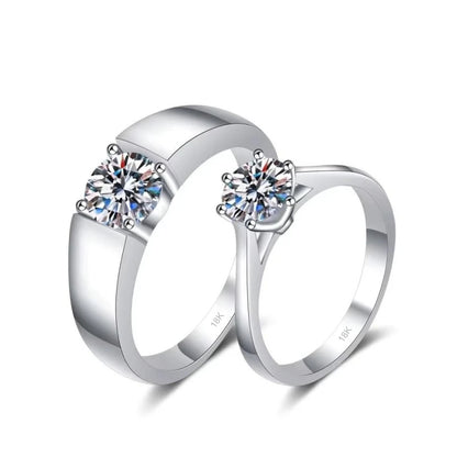 18K White Gold Wedding Band Moissanite Diamond Lover Rings Women Engagement Men 0.5/1CT Valentine's Day PT950 Girl Birthday Gift