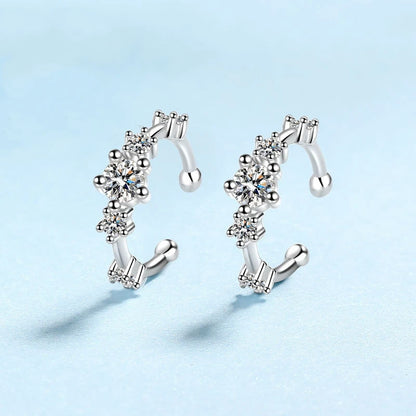Girlfriend Birthday Gift 18K White Gold Clip Earrings Women Wedding Fine Jewelry 0.64CT Moissanite Diamond Girl Valentine's Day