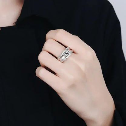 Wedding Platinum PT950 Men Rings VVS1 D Color 1CT Moissanite Diamond Boyfriend Birthday Gift Male Valentine's Day Fine Jewelry
