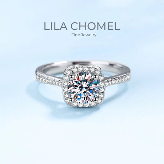 Wedding Girl Four Claw Inlay 18K White Gold D Color 0.5/1ct Moissanite Diamond Women Engagement Rings Birthday Gift Fine Jewelry