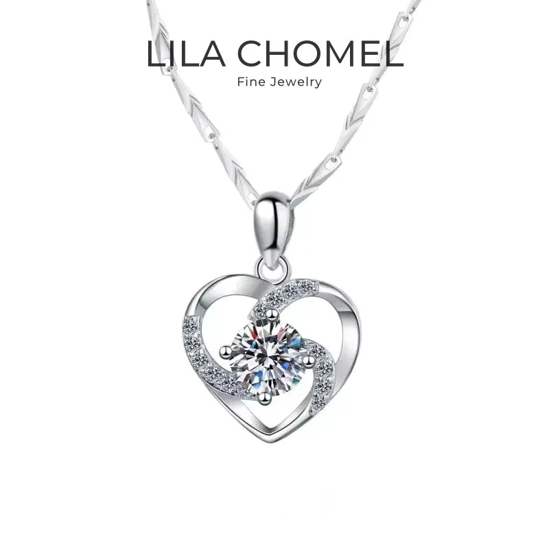 Girl Birthday Gift 18K White Gold Valentine's Day Necklaces 0.8CT Moissanite Diamond Pendant PT950 Women Wedding Fine Jewelry
