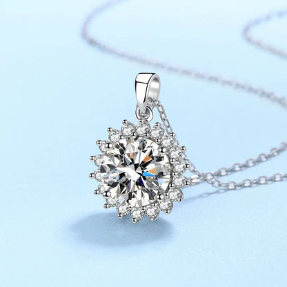 Designer Necklace for Women of PT950 Platinum with 0.5/1/2/3/5Ct Moissanite Diamond Shiny Pendant Fine Jewelry girl Gift daily