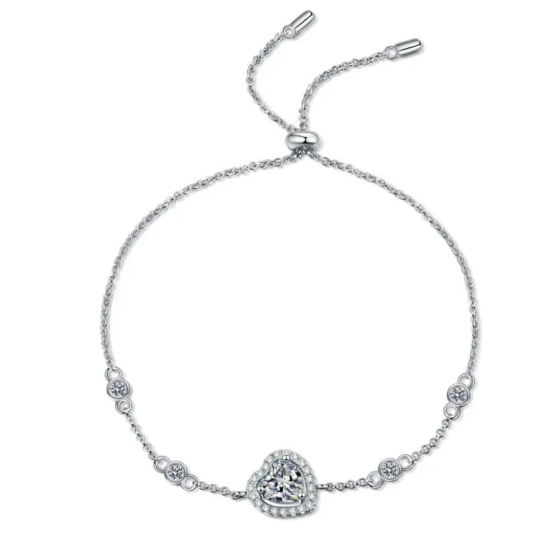 Pulseiras de ouro branco 18K para o Dia dos Namorados, 1 ct, diamante moissanita, presente de aniversário para filha, joias finas de platina PT950