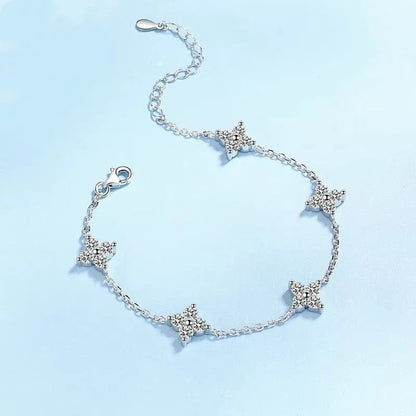 Pulseiras femininas de ouro branco 18K para noivado, casamento, 2 quilates, moissanita, diamante, menina, PT950, platina, presente de aniversário para filha, joias finas