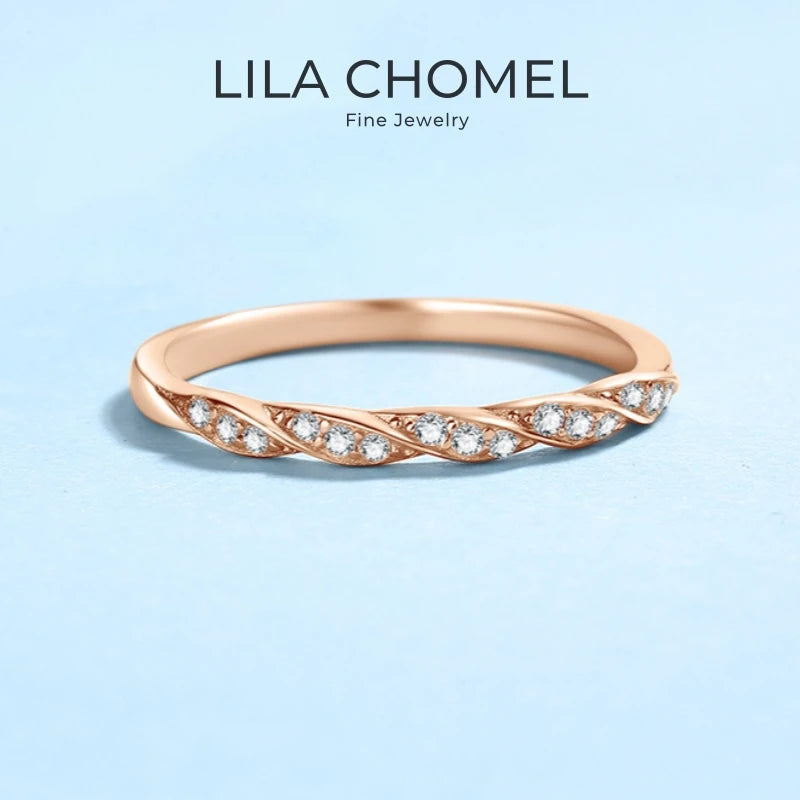 Daughter Birthday Gift 18K Rose Gold Women Wedding Band 0.12CT Moissanite Diamond Girl Valentine's Day Lady Christmas Gift Rings