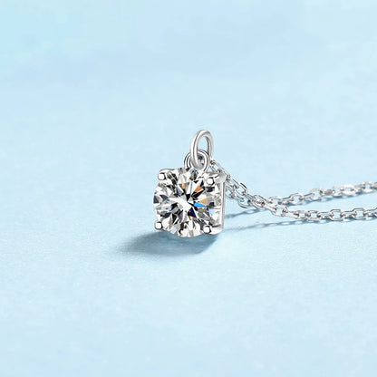 Girl Birthday Gift 18K White Gold Valentine's Necklaces 1CT Moissanite Diamond Daughter Adult's Day Women Wedding Fine Jewelry