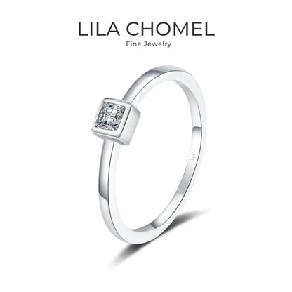 Fine Jewelry 18K White Gold Women Wedding Band Daughter Square Moissanite Diamond 0.3CT Girl Birthday Gift PT950 Platinum Rings