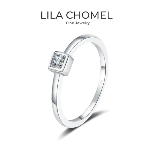 Fine Jewelry 18K White Gold Women Wedding Band Daughter Square Moissanite Diamond 0.3CT Girl Birthday Gift PT950 Platinum Rings