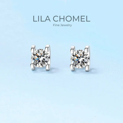 Daughter Earplug Stud Earrings Platinum PT950 Girl Birthday Gift 0.5/1CT Moissanite Diamond Engagement Women Wedding Jewelry