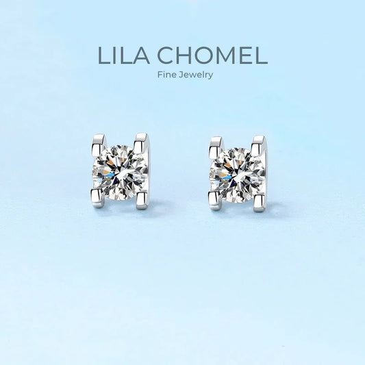 Girlfriend Birthday Gift White Gold 18K Earplug Stud Earrings D Color VVS 0.5/1CT Moissanite Diamond Women Wedding Fine Jewelry