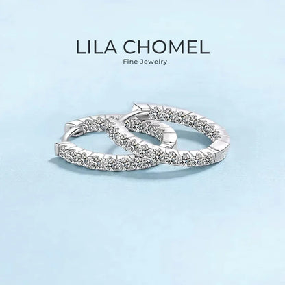 Girl Birthday Gift 18K White Gold Wedding 0.9CT Moissanite Diamond Women Engagement PT950 Platinum Valentine's Day Hoop Earrings