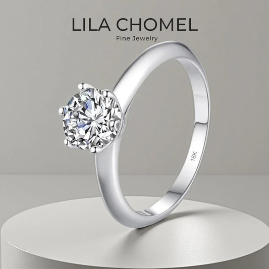 18K White Gold Wedding Band Moissanite Diamond Rings Girl Valentine's Day Women Engagement 0.5/1/2CT VVS1 D Color PT950 Platinum