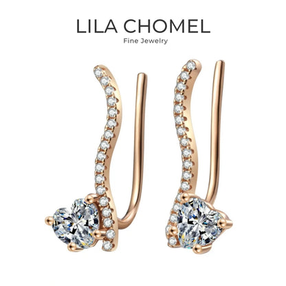 Romantic Girl Friend Birthday Gift 18K Rose Gold Women Valentine's Day Stud Earrings 1CT Moissanite Diamond Wedding Fine Jewelry