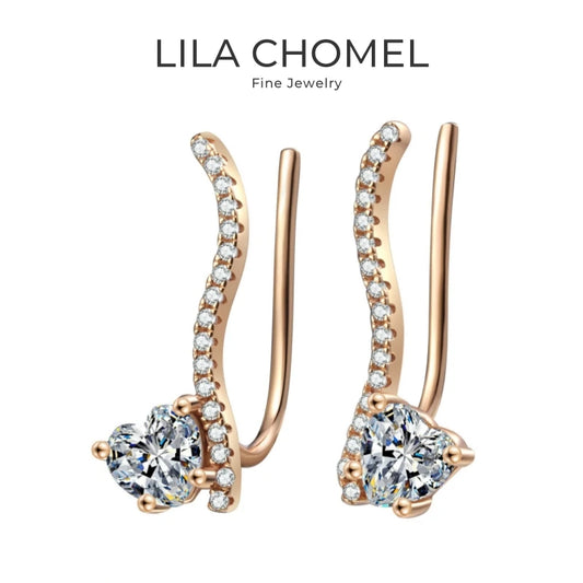 Romantic Girl Friend Birthday Gift 18K Rose Gold Women Valentine's Day Stud Earrings 1CT Moissanite Diamond Wedding Fine Jewelry