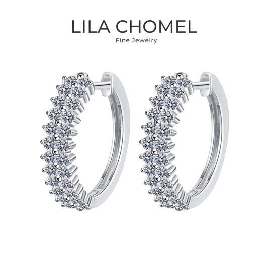 Women Valentine's Day 18K White Gold Hoop Earrings 1.2CT Moissanite Diamond Girl Birthday Gift PT950 Platinum Wedding Jewelry
