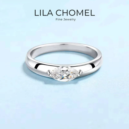 Girlfriend Birthday Gift White Gold 18K Fine Jewelry Mariquesa 4*8 Moissanite Diamond 0.5CT Women PT950 Platinum Wedding Band