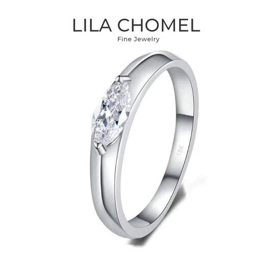 Girlfriend Birthday Gift White Gold 18K Fine Jewelry Mariquesa 4*8 Moissanite Diamond 0.5CT Women PT950 Platinum Wedding Band