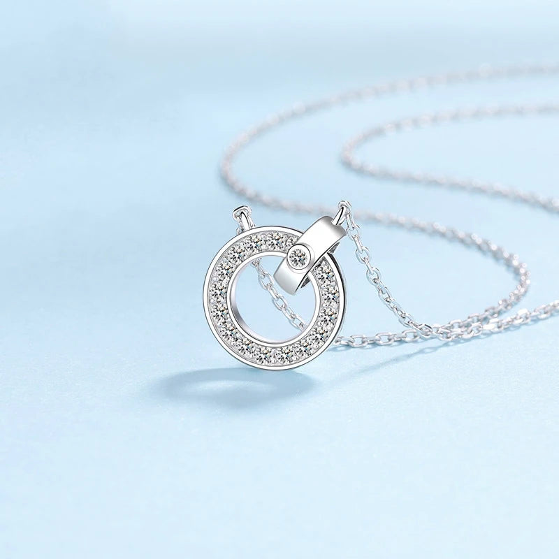 Birthday Gift 18K White Gold Necklaces Women Wedding 0.45ct Moissanite Diamond Girl Pendant Birthday Gift Fine Jewelry Daughter