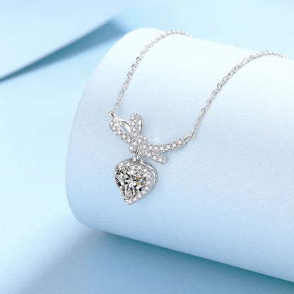 Engagement 18K White Gold Women's Wedding Necklaces Girl 1Carat Moissanite Diamond Pendant Fine Jewelry Daughter Birthday Gift