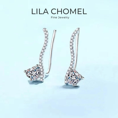 Girlfriend Birthday Gift 18K White Gold Women Wedding Stud Earrings 1CT Moissanite Diamond PT950 Platinum Lady Valentine's Day