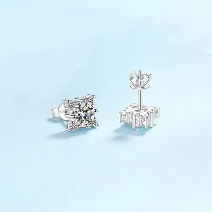 Girl Birthday Gift 18K White Gold Earplug Stud Earrings Women Wedding 1/0.5CT Moissanite Diamond PT950 Platinum Valentine's Day