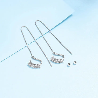 Valentine's Day Girl 18K White Gold Screw Drop Earrings Wedding Women 0.8CT Moissanite Diamond Birthday Gift Wife Fine Jewelry
