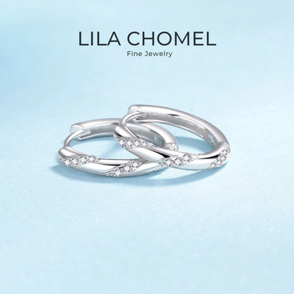 Brincos de argola de casamento em ouro branco 18K para o Dia dos Namorados, para meninas, 0,348 ct, moissanita, diamante, PT950, presente de aniversário em platina