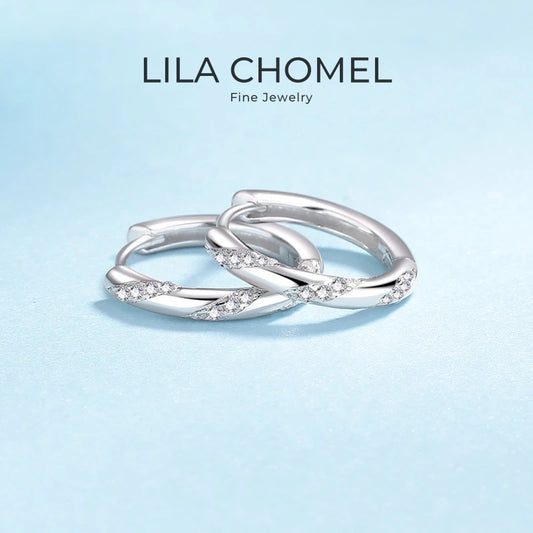 Women Valentine's Day 18K White Gold Wedding Hoop Earrings 0.348CT Moissanite Diamond Daughter Birthday Gift Girl Christmas Gift