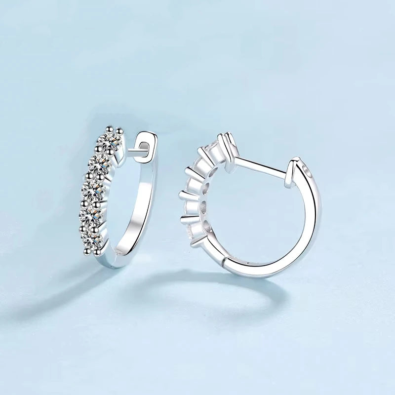 Engagement 18K White Gold Hoop Earrings for Women Wedding Party 1ct Moissanite Diamond Girlfriend Birthday Gift Daughter Jewelry