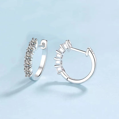Engagement 18K White Gold Hoop Earrings for Women Wedding Party 1ct Moissanite Diamond Girlfriend Birthday Gift Daughter Jewelry