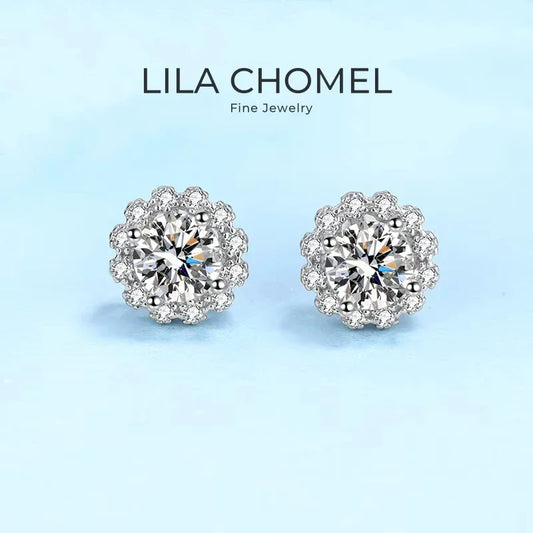 WOMEN Wedding Jewelry Platinum PT950 Engagement Earplug Stud Earrings Adult's Day 0.5/1CT Moissanite Diamond Girl Birthday Gift