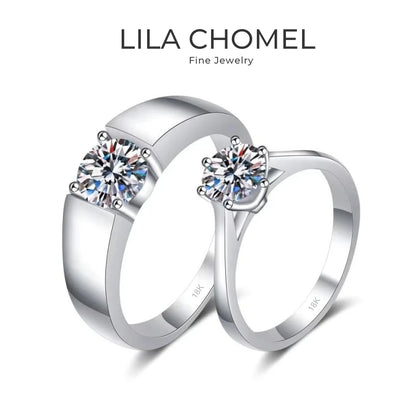 18K White Gold Wedding Band Moissanite Diamond Lover Rings Women Engagement Men 0.5/1CT Valentine's Day PT950 Girl Birthday Gift