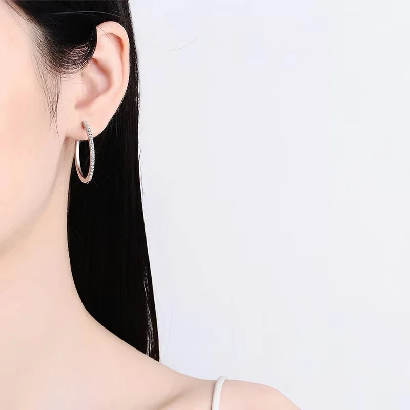 Women 18K White Gold Hoop Earrings Wedding Jewelry Moissanite Diamond 0.54CT Birthday Gift PT950 Platinum Girl Valentine's Day