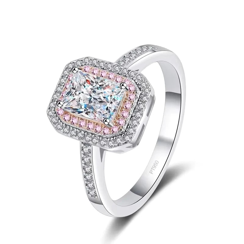 Engagement PT950 Platinum Women Wedding Bands 1CT Moissanite Diamond Girlfriend Valentine's Day Rings Birthday Gift Fine Jewelry