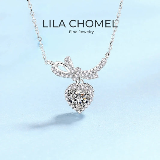 Engagement 18K White Gold Women's Wedding Necklaces Girl 1Carat Moissanite Diamond Pendant Fine Jewelry Daughter Birthday Gift