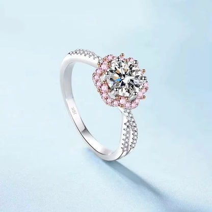 Lady Birthday Gift 18K White Gold Women Wedding Bands 1CT D Color Moissanite Diamond Girl Engagement Rings Daughter Fine Jewelry