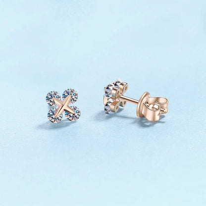 Birthday Gift 18K Rose Gold Earplug Stud Earrings Girl 0.8CT Moissanite Diamond Women Valentine's Day Daughter Fine Jewelry Lady