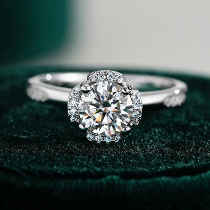 Girl Engagement 18K White Gold Wedding Band 1CT VVS 1 D Color Moissanite Diamond Women PT950 Platinum Birthday Gift Fine Jewelry