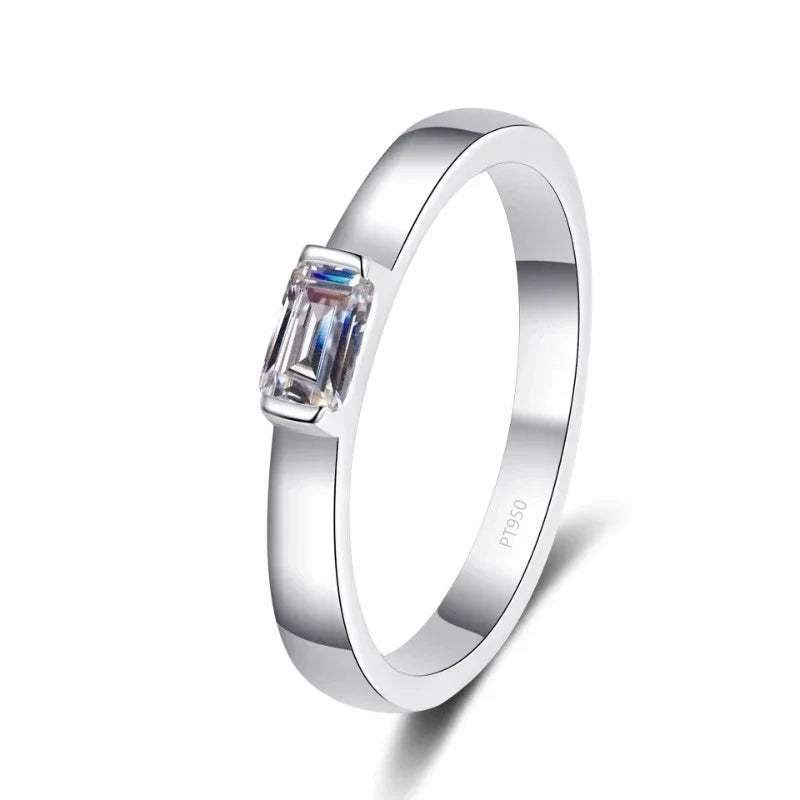 Daughter Adult's Day Platinum PT950 Women Wedding Band Moissanite Diamond 0.5CT Rings Girlfriend Birthday Gift Fine Jewelry