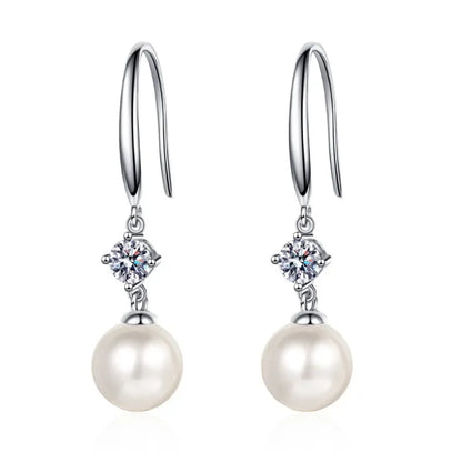 Engagement White Gold 18K Women Wedding Drop Earrings 0.6CT Moissanite Diamond Daughter Birthday Gift Girlfriend Valentine's Day