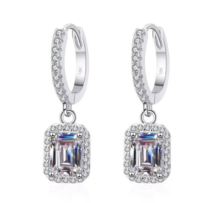 Girl Valentine's Day 18K White Gold Women Birthday Gift 1/2CT Moissanite Diamond Drop Earrings PT950 Platinum Wedding Jewelry